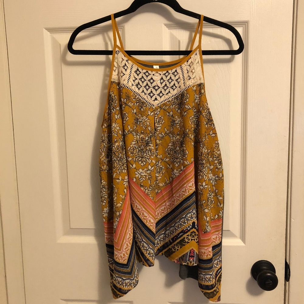 Colorful yellow tank top with gray back